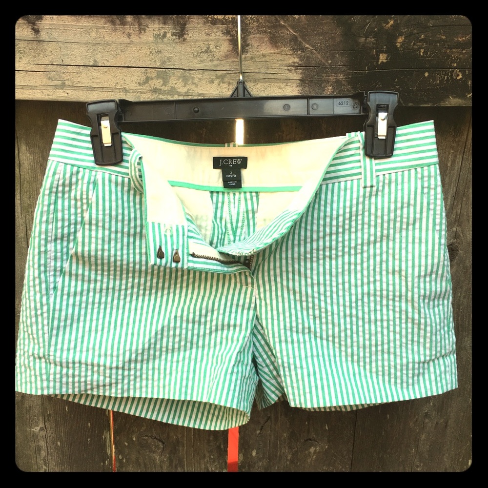 J.Crew Green & white Seersucker Shorts